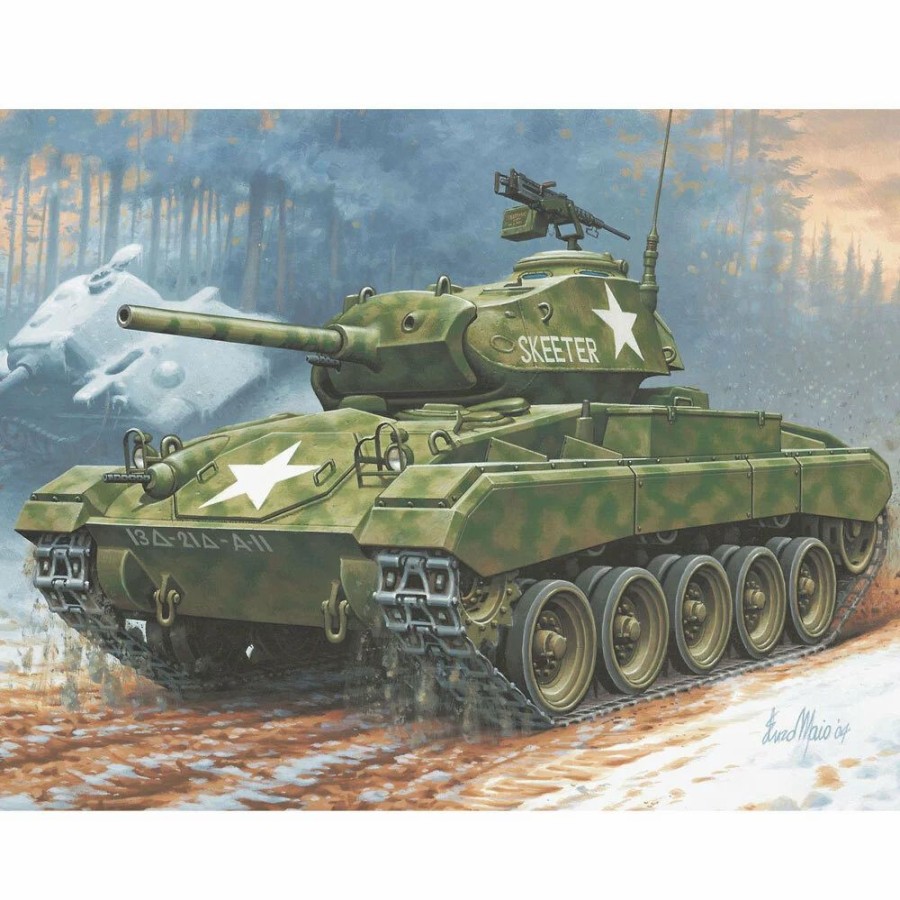 Plastic Military Land Kits * | Revell 1/76 M24 Chaffee Plastic Model Kit