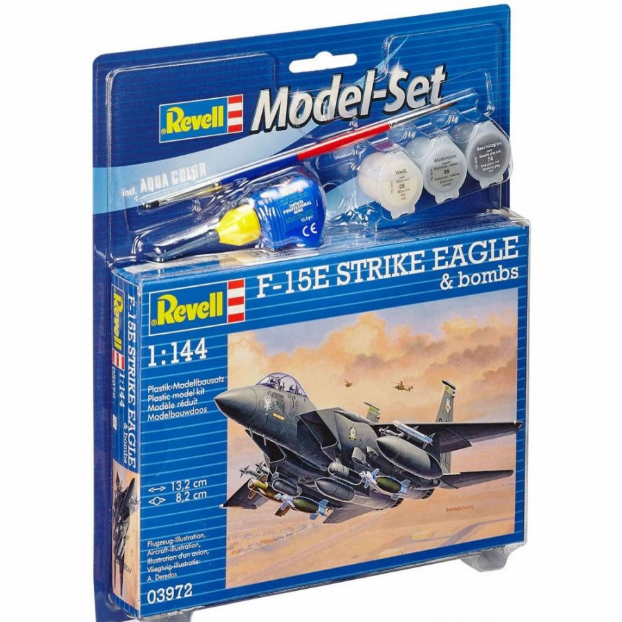 Plastic Aircraft Models * | Revell 1/144 Model Set F-15E Strike Eagle & Bombs 63972 Plastic Model Kit