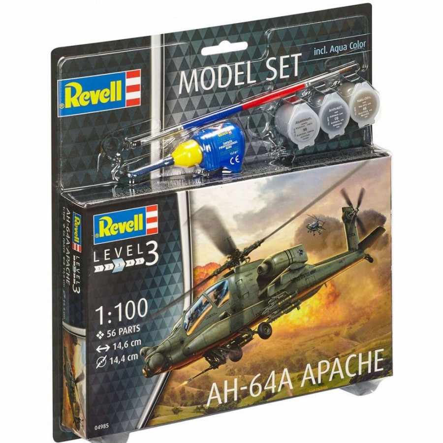 Plastic Aircraft Models * | Revell 1/100 Model Set Ah-64A Apache 64985 Plastic Model Kit