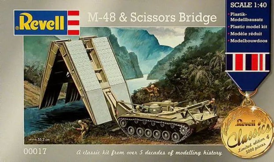 Plastic Military Land Kits * | Revell 1/40 M-48 & Scissor Bridge 00017 Plastic Model Kit