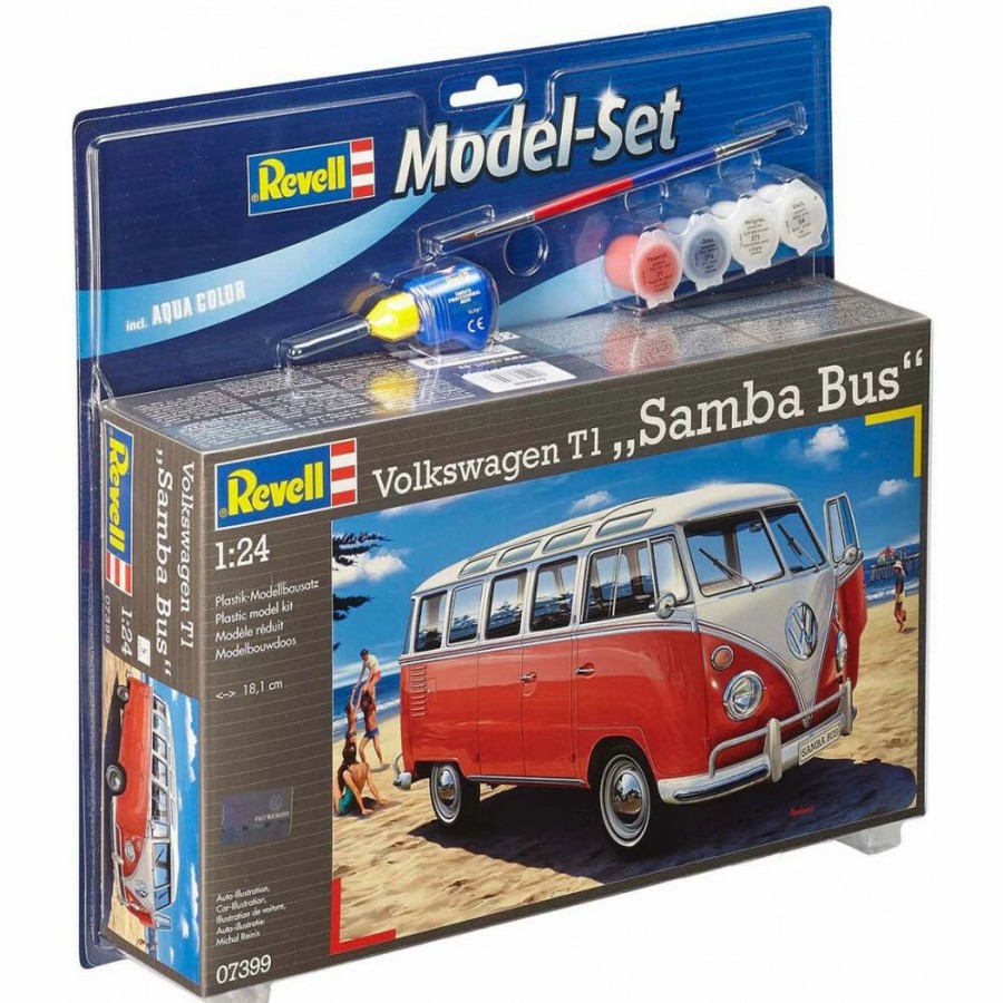 Plastic Civilian Vehicles * | Revell 1/24 Model Set Vw T1 Samba Bus 67399 Plastic Model Kit