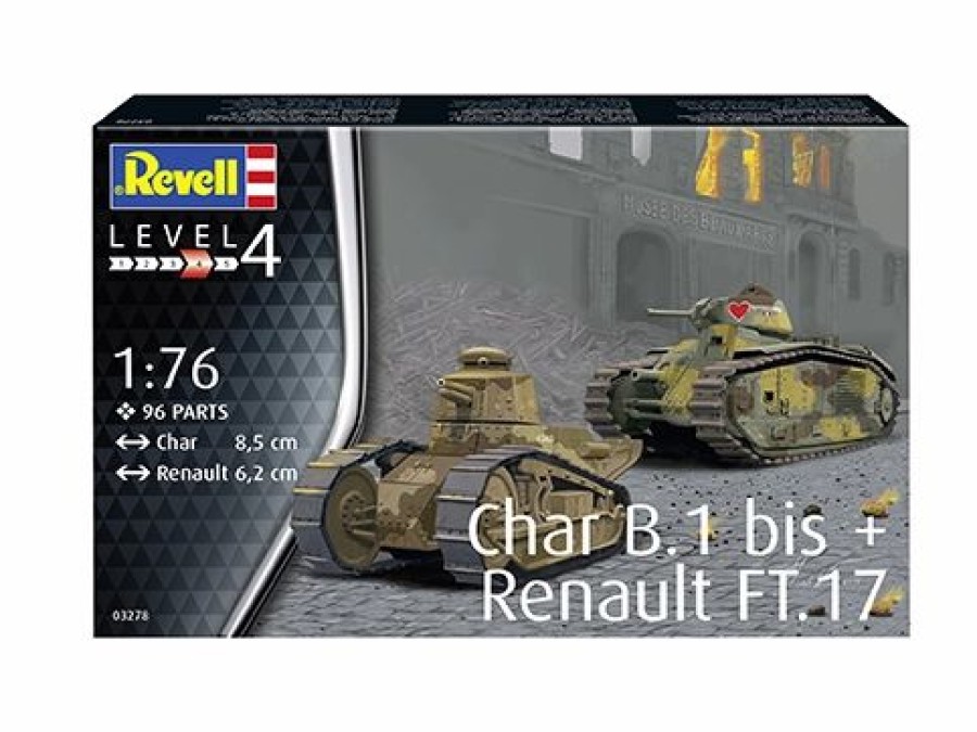 Plastic Military Land Kits * | Revell 1/76 Char B.1 Bis & Renault Ft.17 03278 Plastic Model Kit