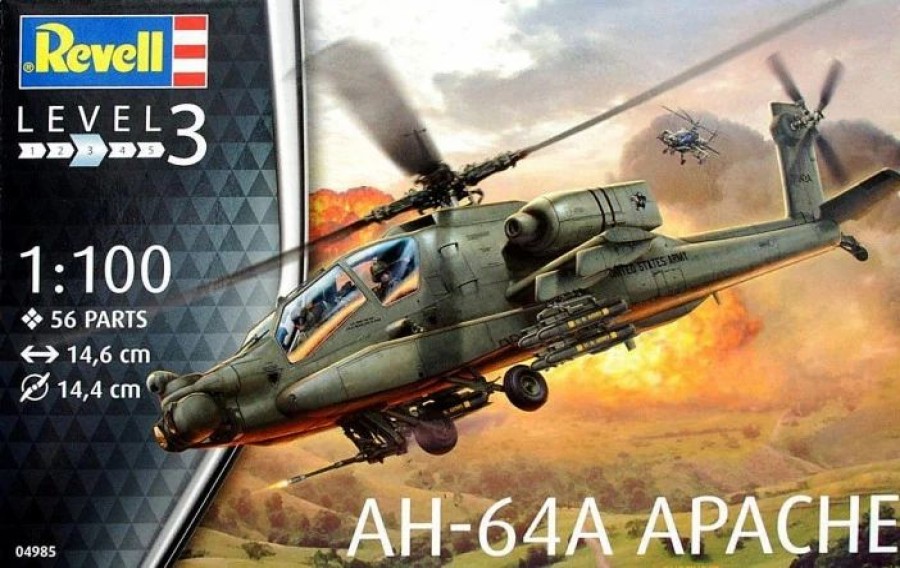 Plastic Aircraft Models * | Revell 1/100 Ah-64A Apache 04985 Plastic Model Kit