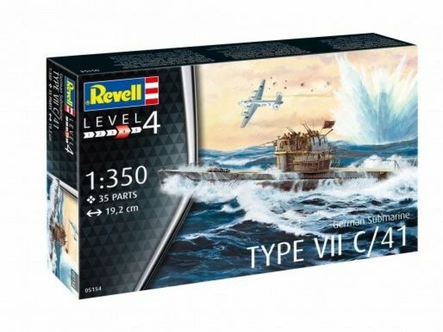 Plastic Ship Models * | Revell 1/350 German Submarine Type Vii C/41 05154 Plastic Model Kit